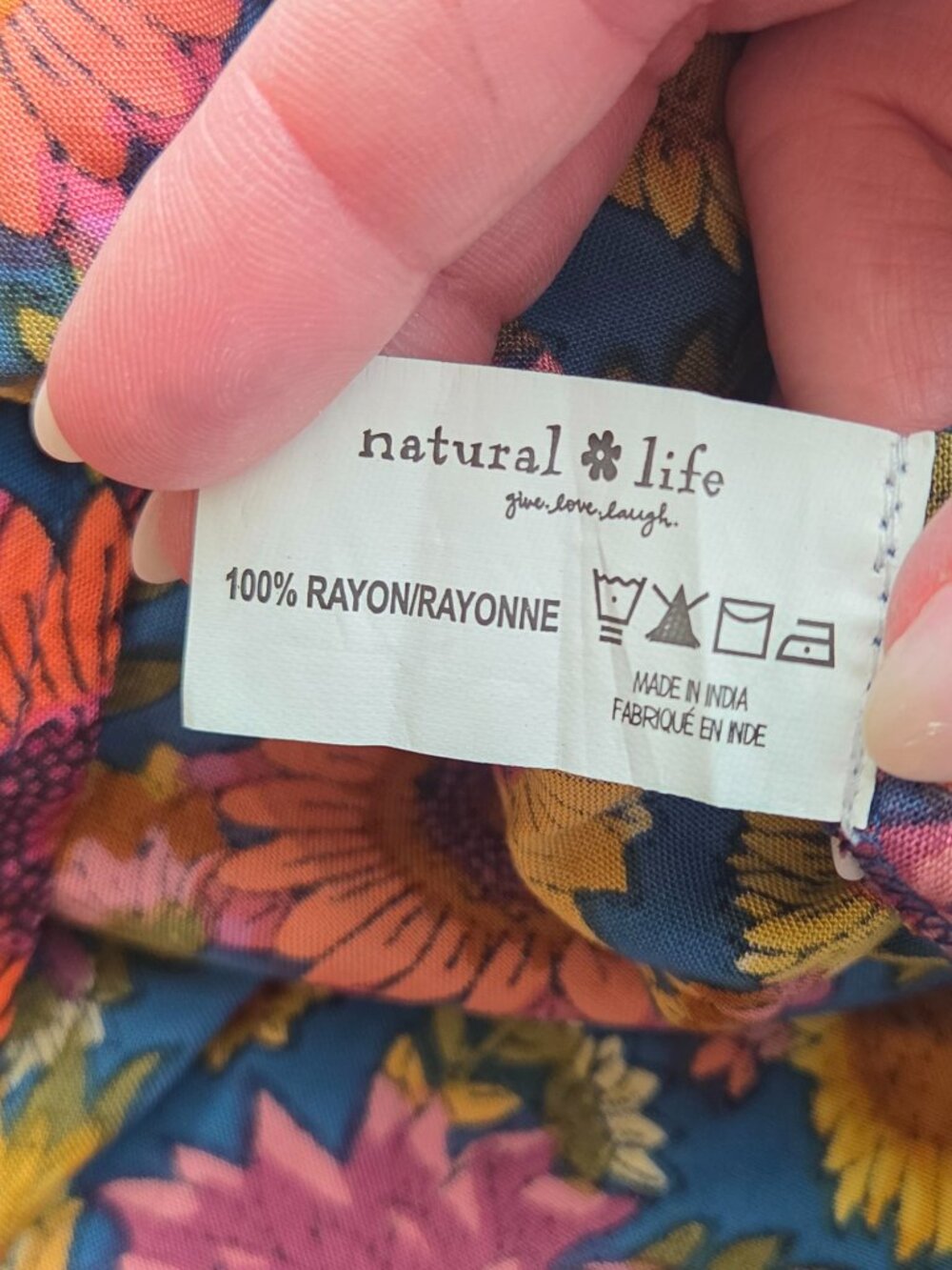 Natural Life Patti Tie Front Dress Size S Maxi Sunflower Floral Slits Boho NEW - Picture 11 of 12